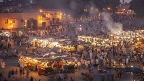 Crowd at night in Jamaa el Fna Square