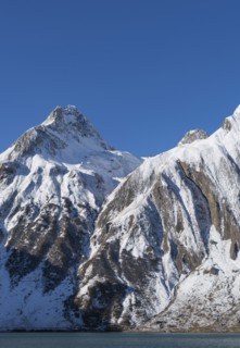 Snow on mountain range
