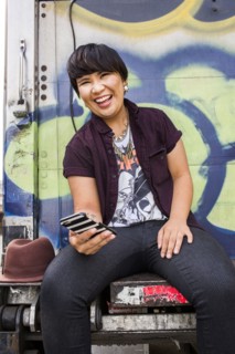 Asian woman using cell phone