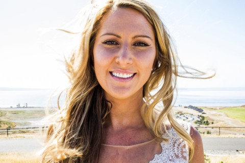 Portrait of smiling Caucasian bride