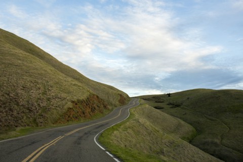 Winding road on hill