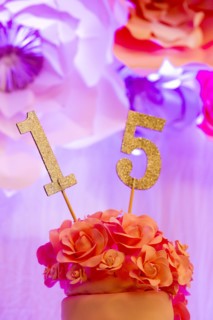 Number 15 on cake