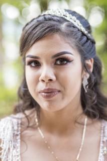Portrait of serious Hispanic girl