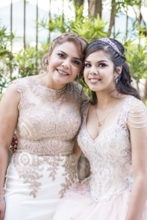 Portrait of Hispanic girl and mother