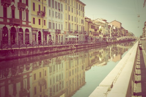 Reflections of buildings in canal