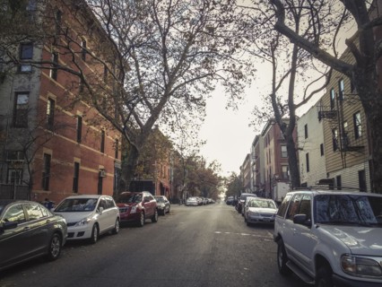 Cars parked in city street