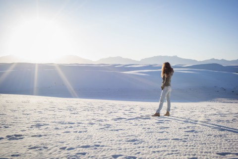 Caucasian woman standing in White Sands National Park