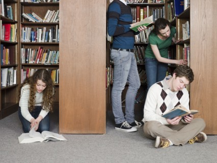 Students reading in library
