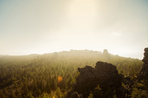 Rock formations on remote mountain