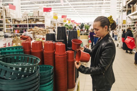 Caucasian woman shopping in store