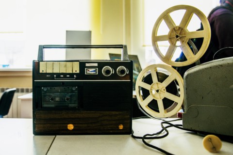 Close up of tape player and recorder