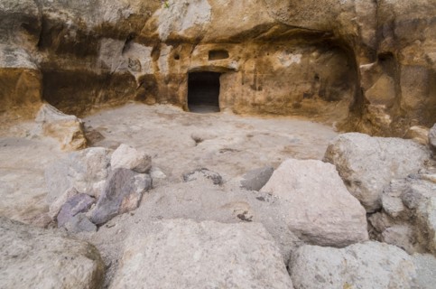Rocks near entrance to cave
