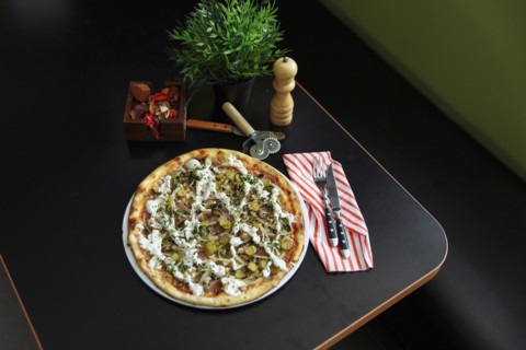 Gourmet pizza on plate