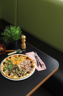 Gourmet pizza on plate