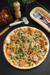 Gourmet pizza on plate