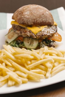 Cheeseburger and french fries