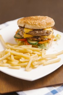 Cheeseburger and french fries