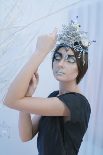 Ethereal woman wearing dress and makeup