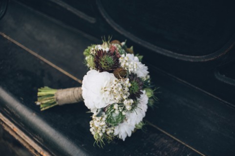 Bouquet of flowers on table