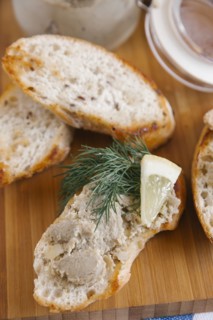 Liver paste on slice of bread