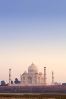 Taj Mahal under hazy sky