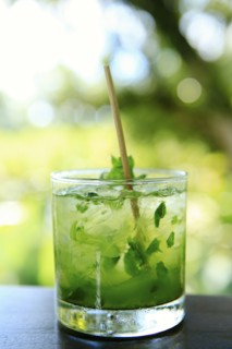Close up of mojito cocktail in glass