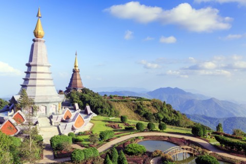 Ornate architecture in mountains
