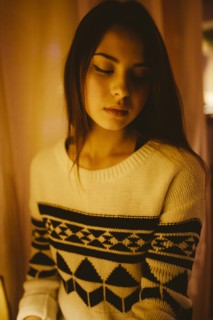 Portrait of pensive Caucasian woman