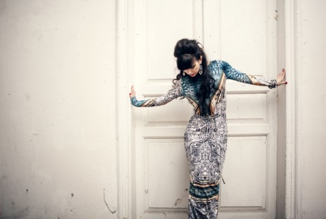 Caucasian woman standing in doorway