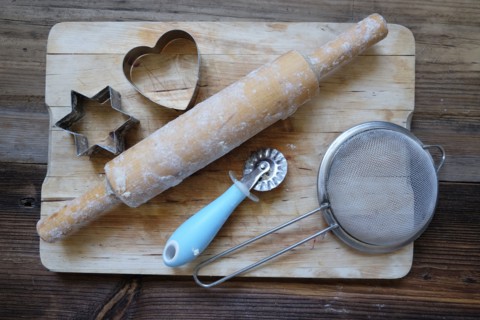 Baking tools on cutting board