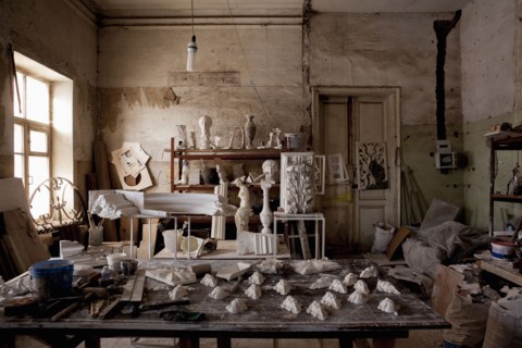 Art studio of sculptor