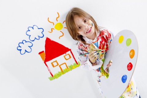 Hispanic girl painting