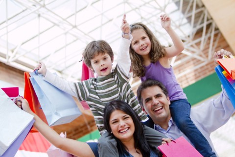 Hispanic family shopping together