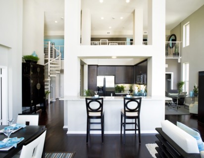 Great room in contemporary house