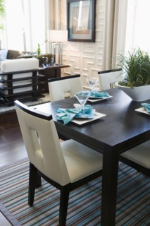 Contemporary dining area in loft style condo
