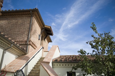 Detail andalucian home with staircase up to tower