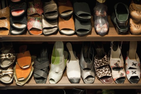 Collection of Woman's shoes on shelf