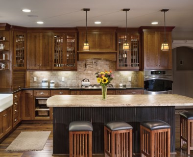 Contemporary kitchen with wooden cabinets