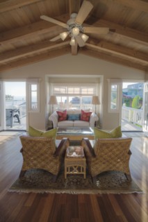 Wooden ceiling in traditional living room