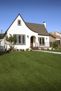 Lawn in front of cottage