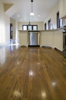 Traditional kitchen with hardwood floor