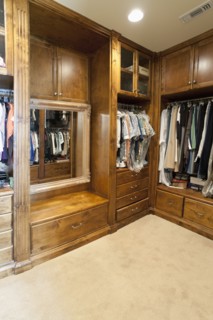 Large wooden walk in closet