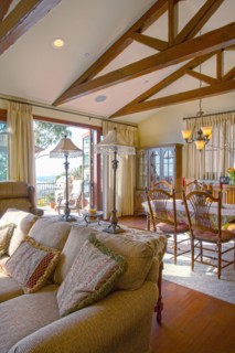 Living room and dining area in traditional home