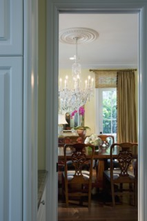 View through doorway to dining room