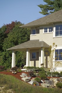 Garden in yard of a single family home
