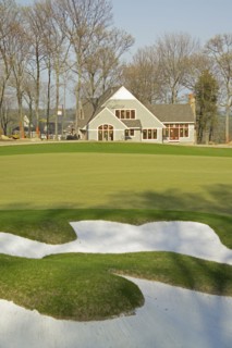 Sand trap in lawn of a single family home