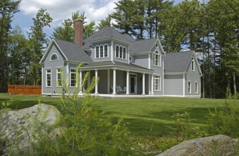 Lawn in front of single family home