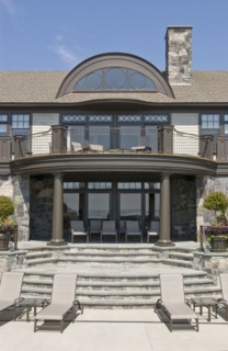 Contemporary back patio and balcony with patio furniture