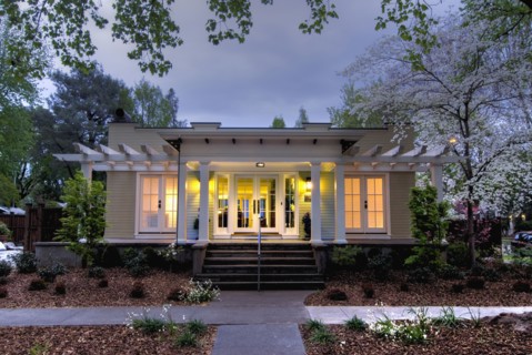 Front exterior California Bungalow and landscaping