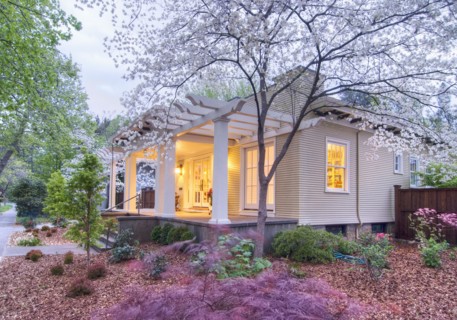 Front exterior California Bungalow and landscaping